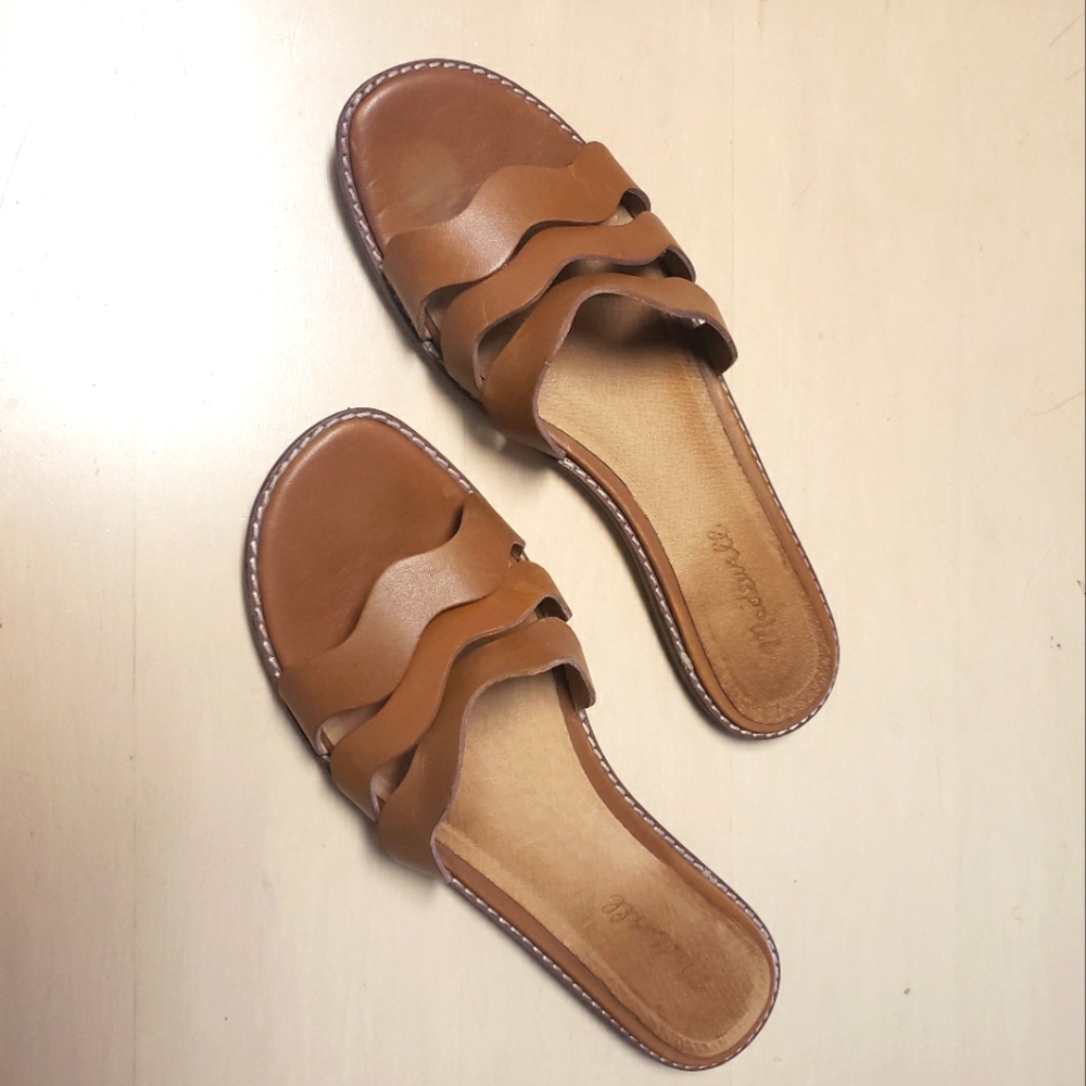 Madewell The Wave Tan Leather Slide Sandal Size 8.5